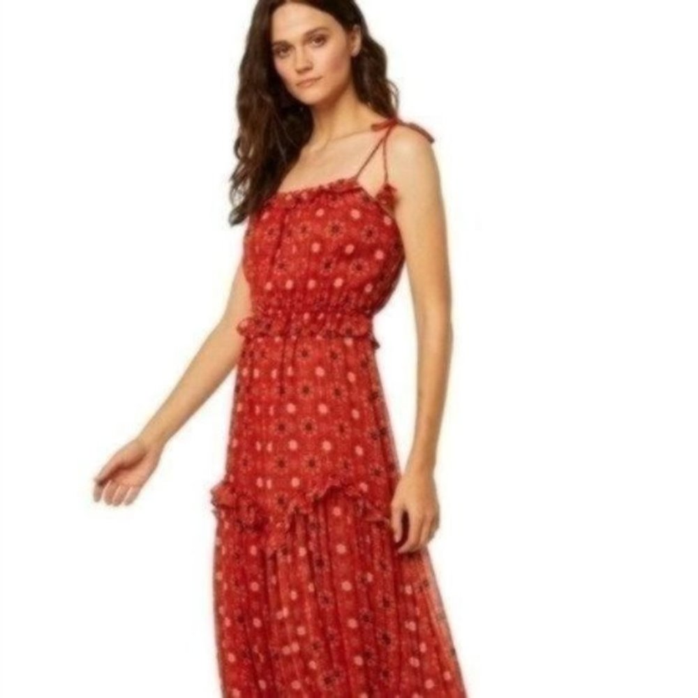 Misa Los Angeles Red Floral Maxi Dress